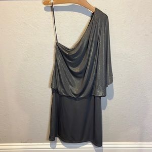 Jessica Simpson Metallic Silver One Shoulder Dress size XS
